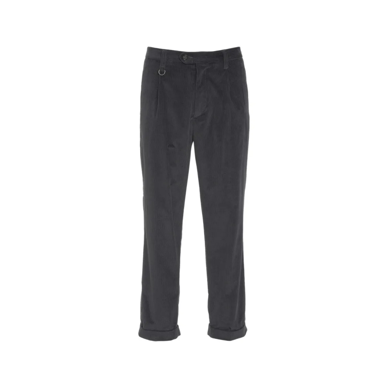 Paolo Pecora Anzugshose Corduroy Trousers With Pleats And Metal Waist Deta Grey