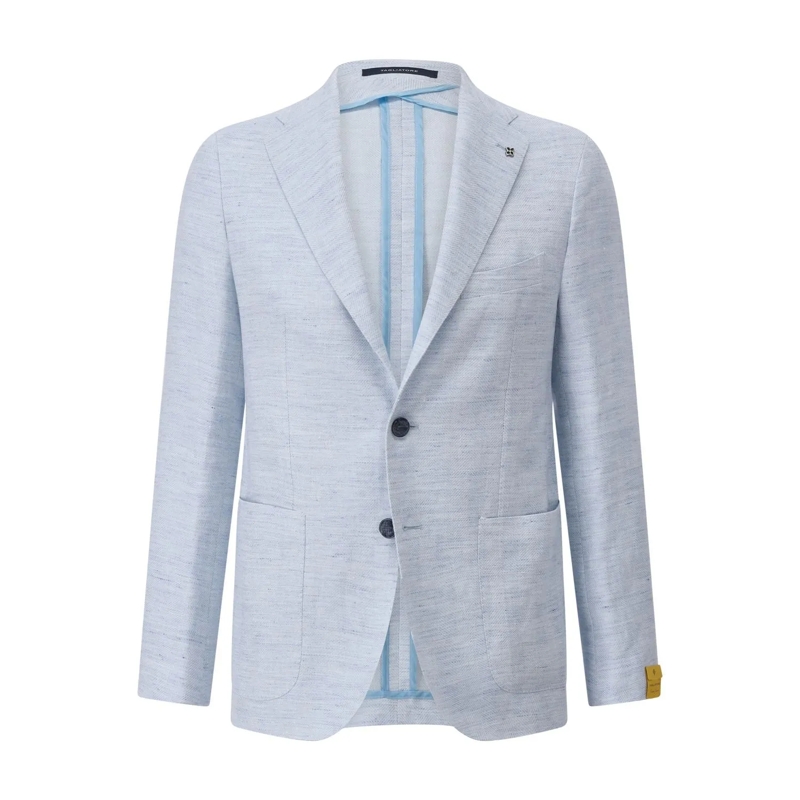 Tagliatore Anzugjacke Slim-Fit Sakko mit Leinen Hellblau