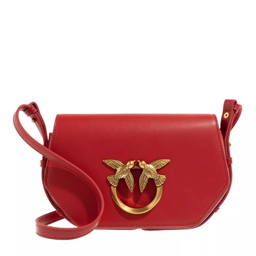Pinko Love Click Exagon Mini  Rosso Granato-Antique Gold Crossbody Bag