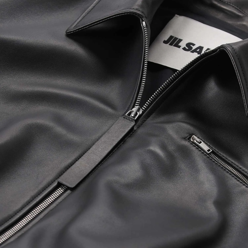 Jil Sander Blouson Jacke aus Leder schwarz(Image 4)