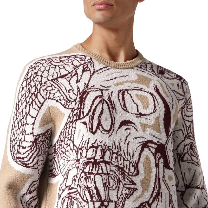 Philipp Plein Sweatshirt Rundhalspullover Skull beige(Image 4)