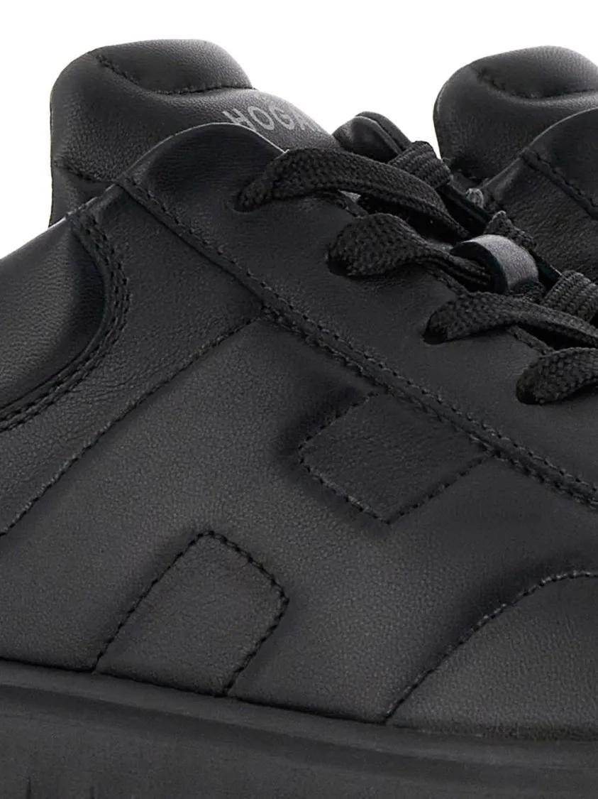Thumbnail - Hogan Low-Top Sneaker - Black Leather Sneakers With Textured Sole - Gr. 7_5 - in Schwarz - für Damen