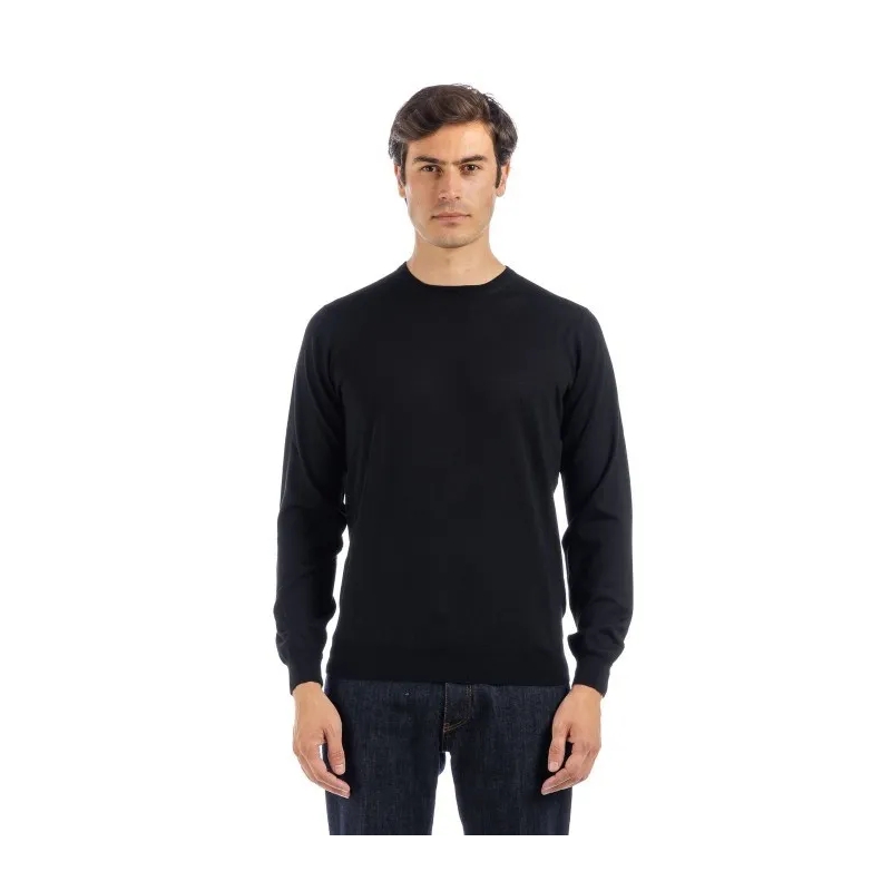 FILIPPO DE LAURENTIIS Pull Merino Wool Sweater With Classic Crew Neckline Black