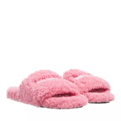 Balenciaga Furry Slide Sandals Pink/White/Blue Slip-in skor