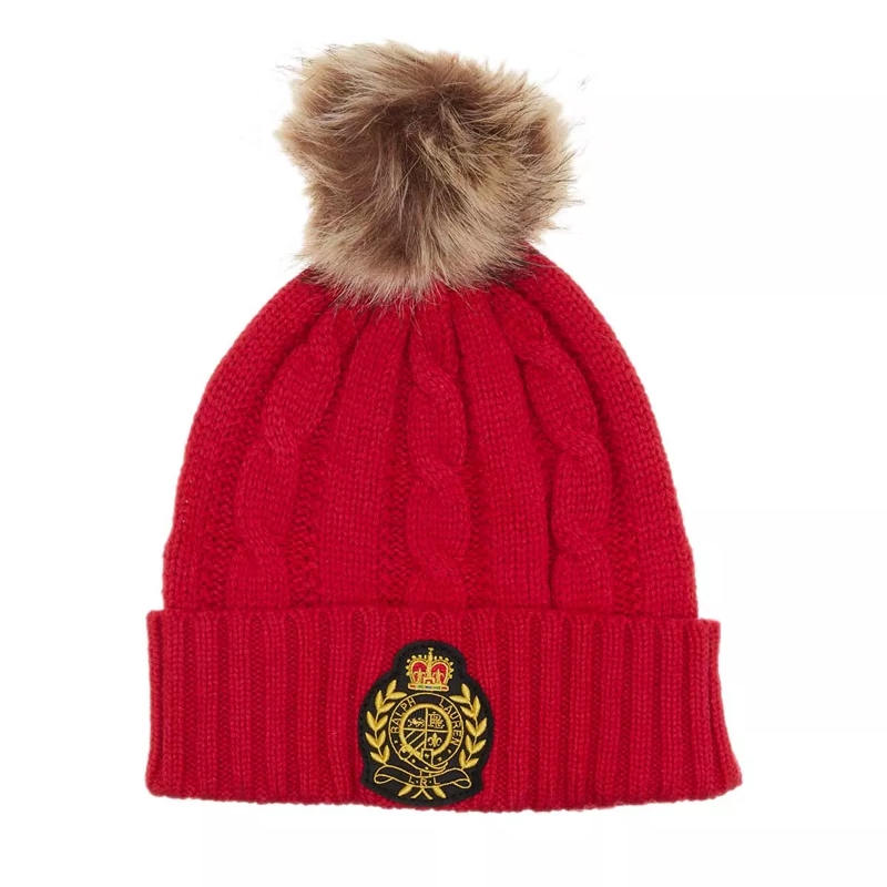 Lauren Ralph Lauren Bommelmütze Cable Beanie Hat Lipstick Red