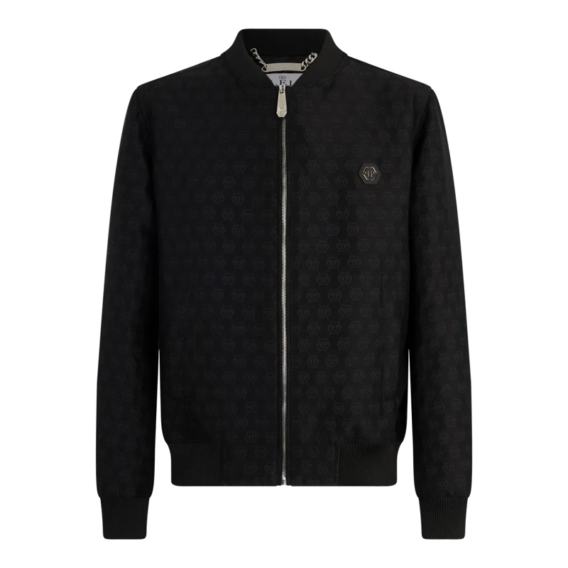 Philipp Plein Daunenjacke Bomber Jacket Jacquard Monogram schwarz