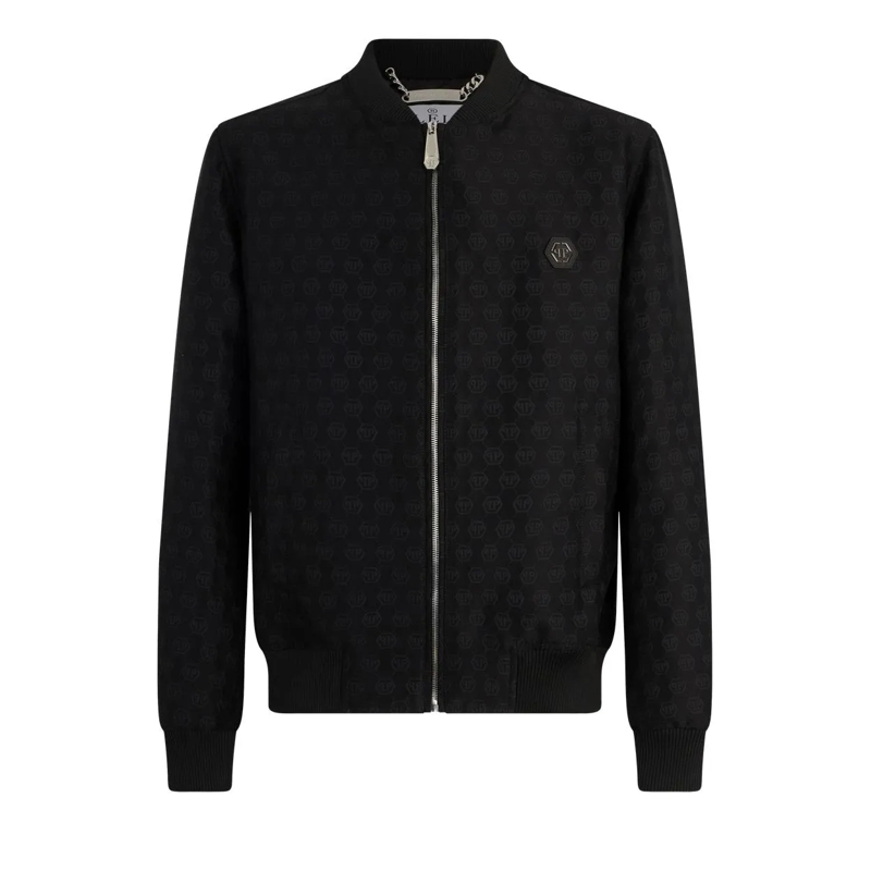 Philipp Plein Bomberjacke Bomber Jacket Jacquard Monogram schwarz