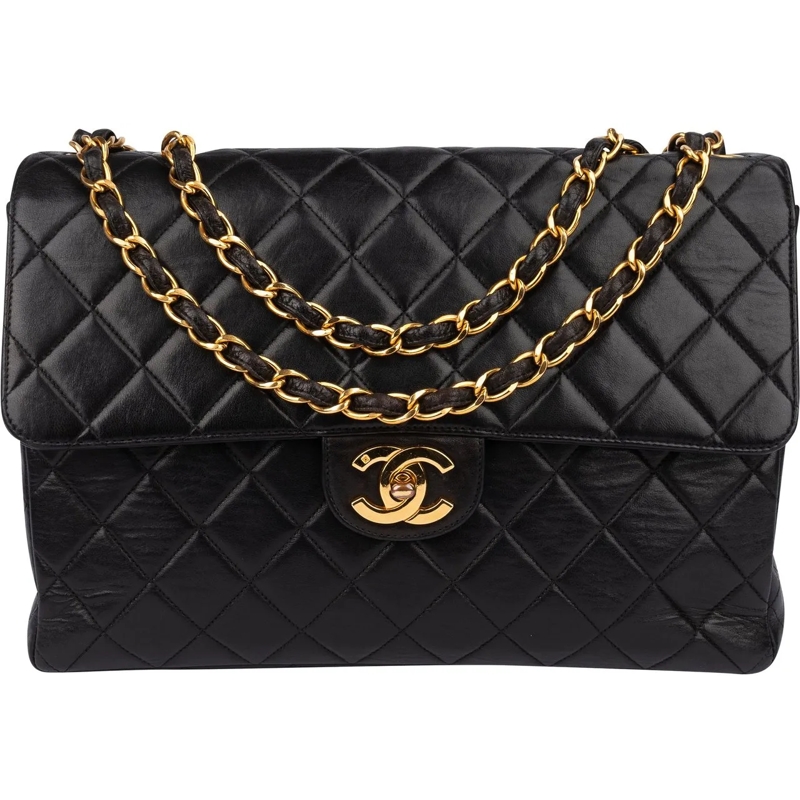 Chanel Tote Chanel Quilted Lambskin 24K Gold Jumbo Single Flap braun