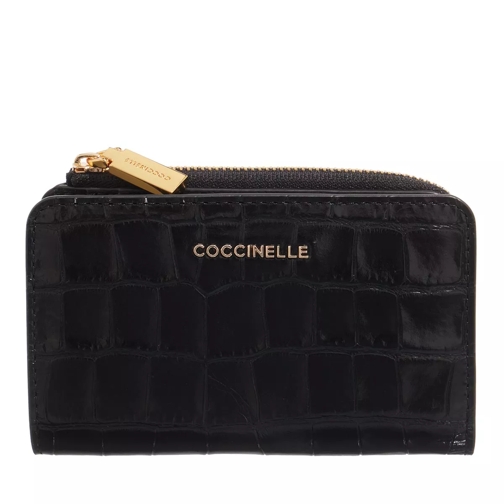 Coccinelle Metallic Croco Shiny Soft Noir Tvåveckad plånbok