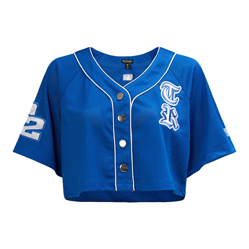True Religion Bluse - Hemd/Bluse im Baseball-Stil- Lockere Passform- blau