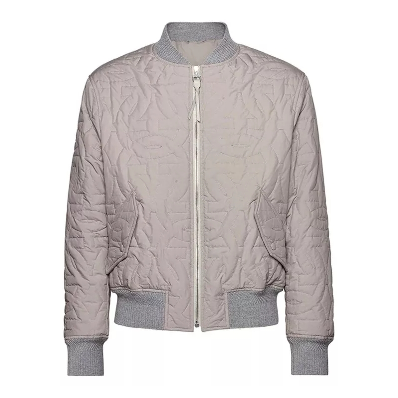 Salvatore Ferragamo Bomberjack Quilted Bomber Jacket Grey