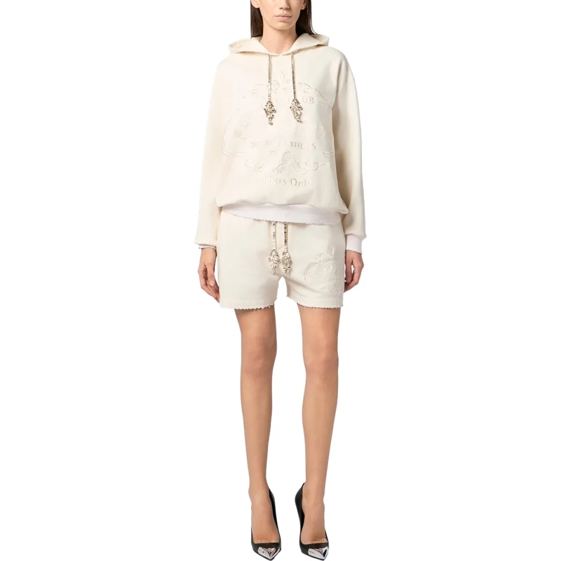 Philipp Plein Shorts Washed Fleece Shorts Tennis Club Crystals weiss(Image 4)