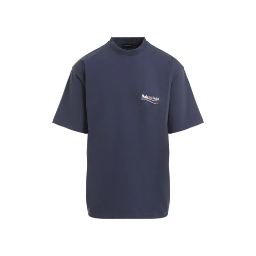 Balenciaga Washed Blue Cotton Large Fit T-Shirt Blue T-tröjor