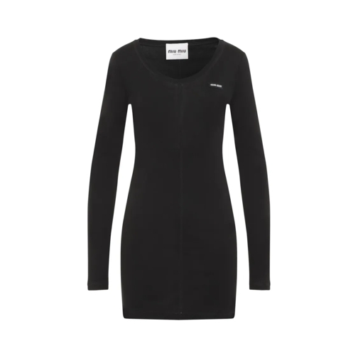 Miu Miu Silk Mini Dress Black Mini Jurken