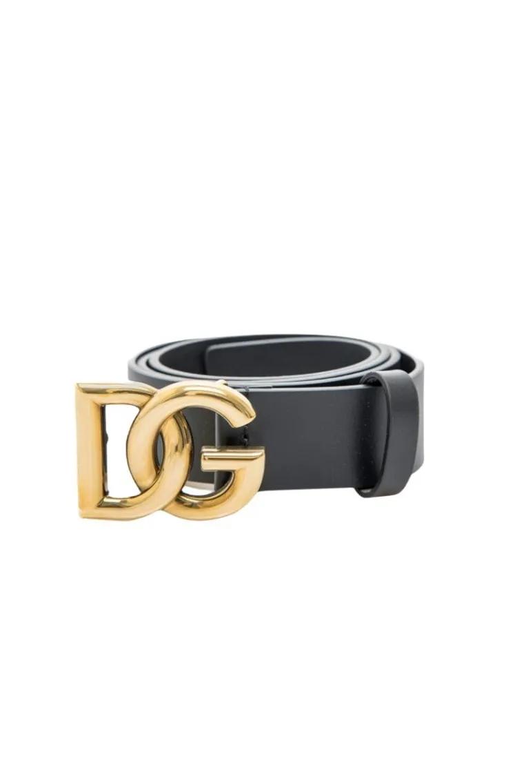 Dolce&Gabbana Gürtel - Logo Leather Belt - Gr. 110 - in Schwarz - für Damen