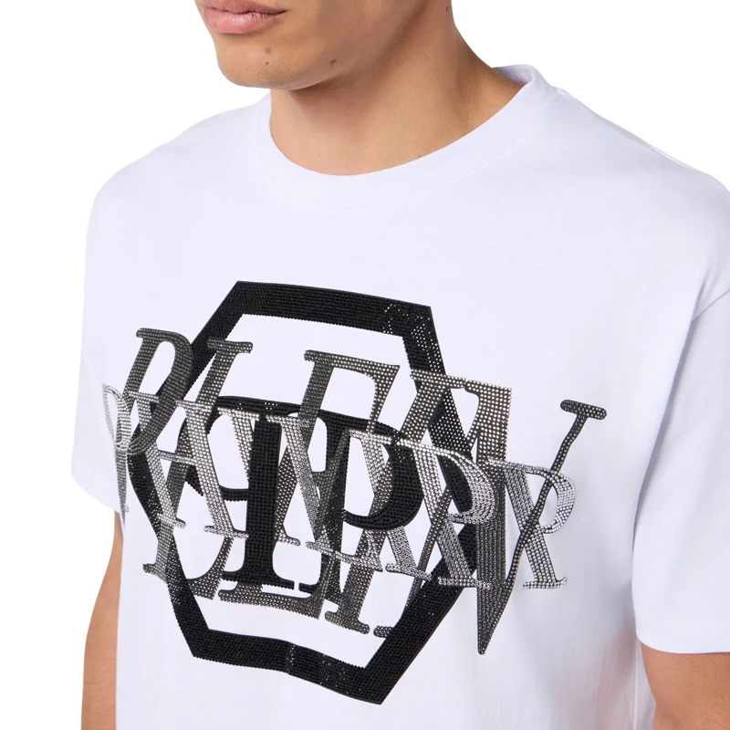 Philipp Plein T-Shirt Round Neck T-Shirt Logo Stones weiss(Image 5)