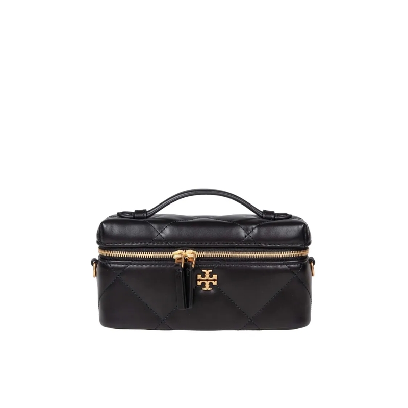 Tory Burch Sac à bandoulière Kira Diamond Quilted Leather Jewelry Case, Black Black