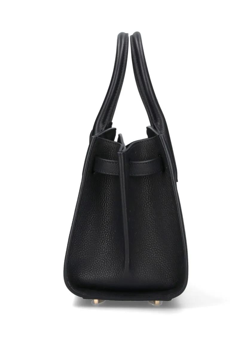 Thumbnail - Salvatore Ferragamo Hobo Bags - Structured Black Leather Handbag With Gold-Tone Cl - Gr. unisize - in Schwarz - für Dame...