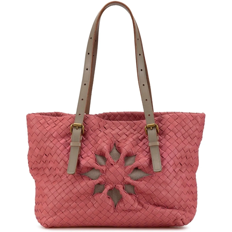 Bottega Veneta Shopper Intrecciato Marquise Flower Tote rose