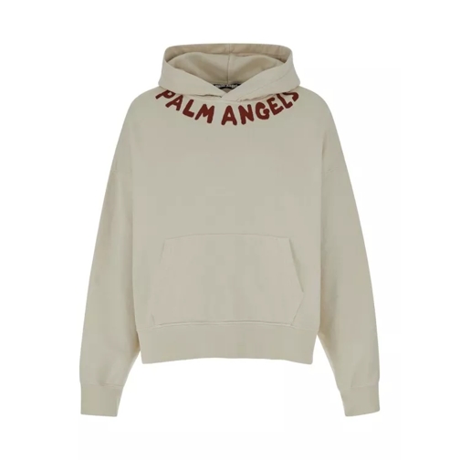 Palm Angels White Hoodie With Logo Lettering In Cotton White 