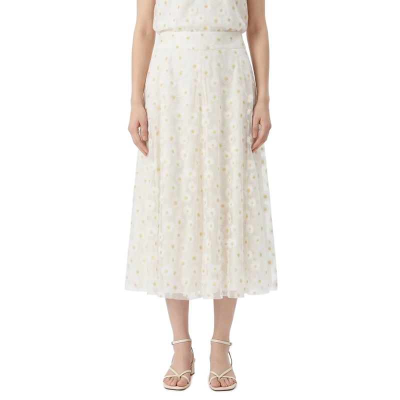 Luisa Cerano Maxirock Midirock mit Blütenmuster weiß(Image 2)