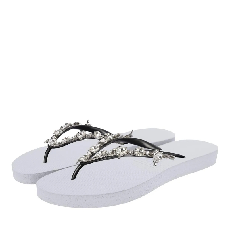 UZURII Flip Flops Zehentrenner Chrystal Dolphin weiss