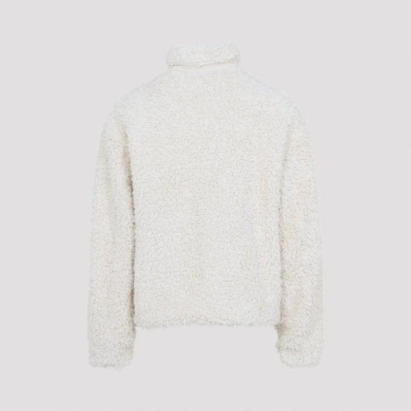 Jil Sander  Plush Textured Jacket With High Collar White