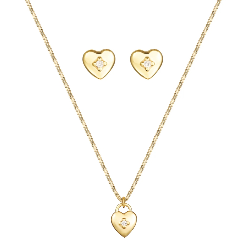 Elli Mittellange Halskette Schmuckset Herz Liebe Solitär Diamant (0.015 ct.)  gold(Image 2)