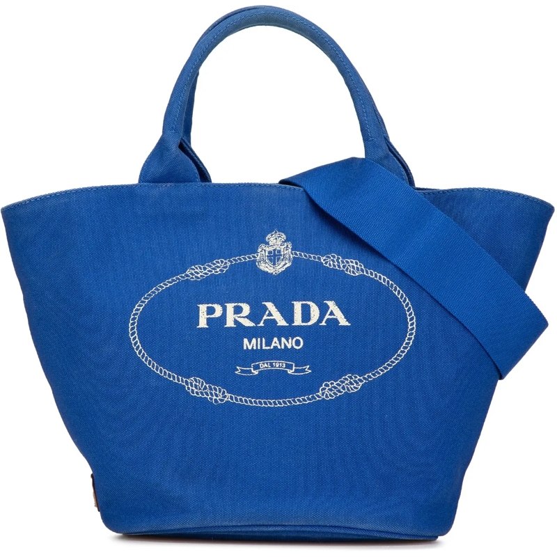 Prada Schultertasche Canvas Canapa Logo Satchel blau