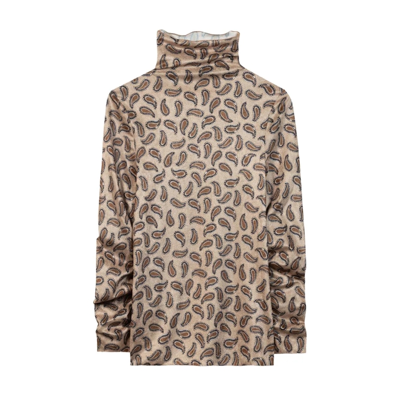 Luisa Cerano Pull à col roulé Langarmshirt mit Kragen braun