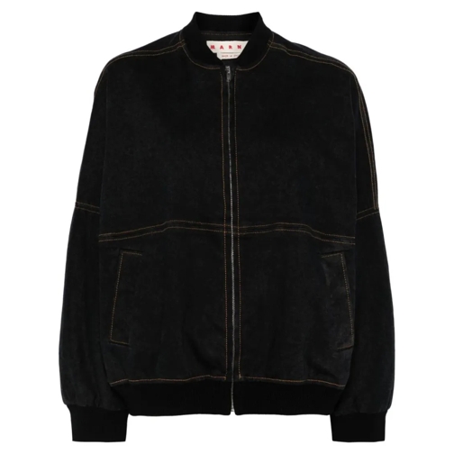 Marni Contrast Stitching Denim Jacket Black Jeans jackor