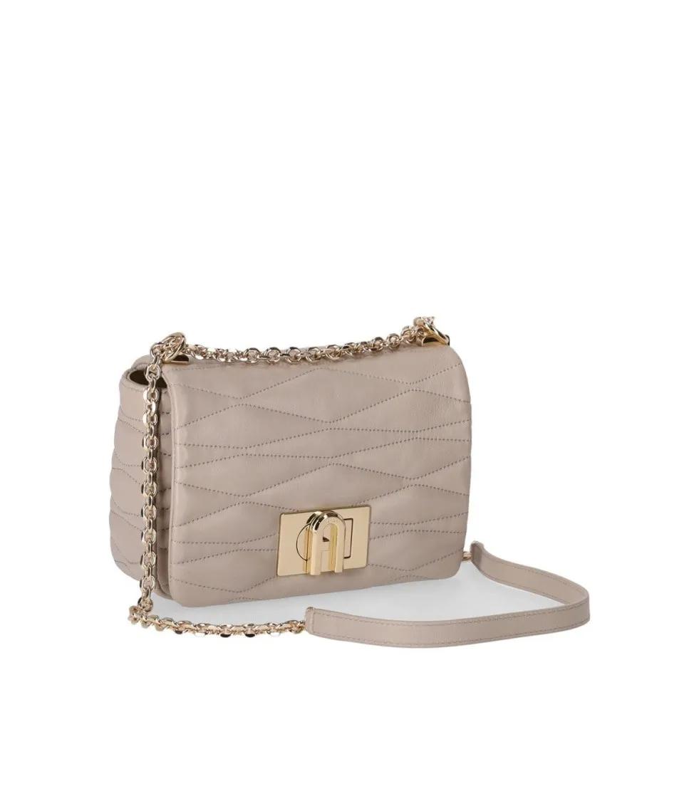 Furla Gewatteerde Vanille Crossbody Tas met Arco Draaislot Beige Dames