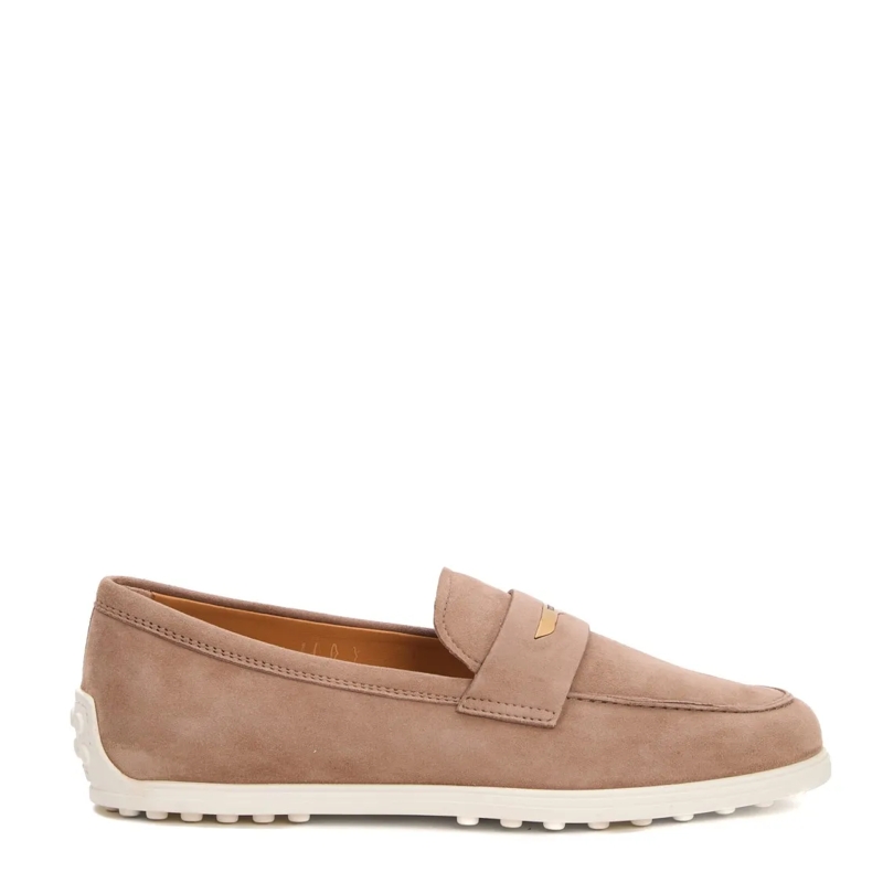 Tod's Balletschoenen Cam Beige Rubber Sole Cream Moccasin Brown