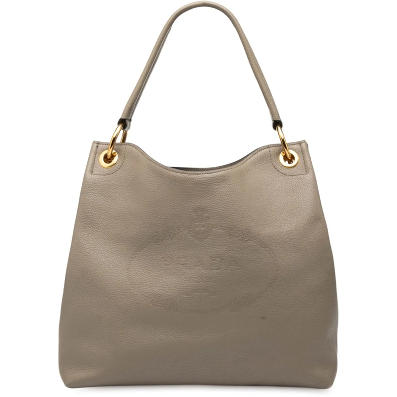Prada Shopper Vitello Phenix Logo Tote grau