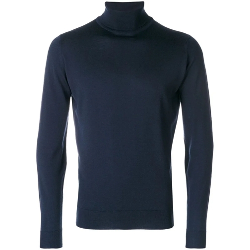 John Smedley Pullover Elegant Turtleneck Sweater Blue