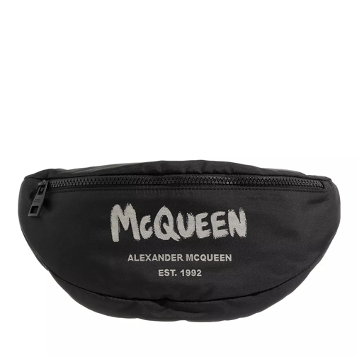 Alexander McQueen Graffiti Belt Bag Black / Off White Midjeväskor