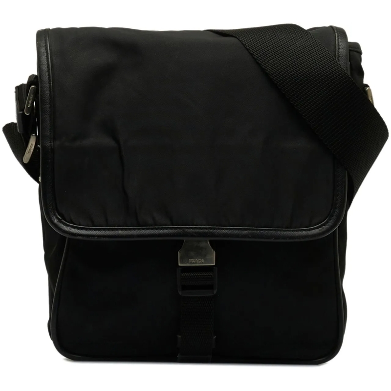 Prada Schultertasche Tessuto Buckle Messenger Bag schwarz