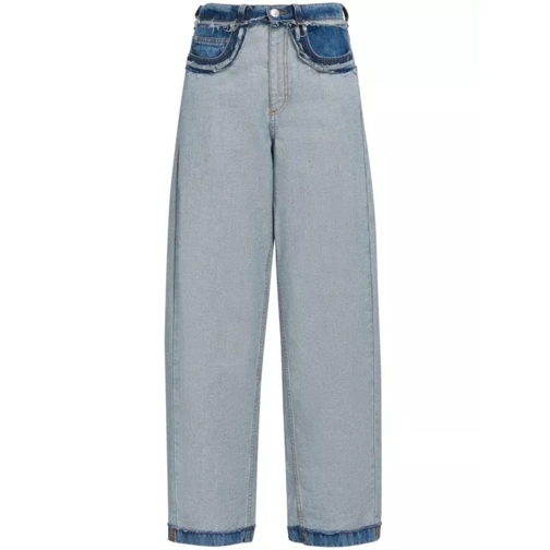 Marni Panelled Mid-Rise Wide-Leg Denim Jeans Blue 