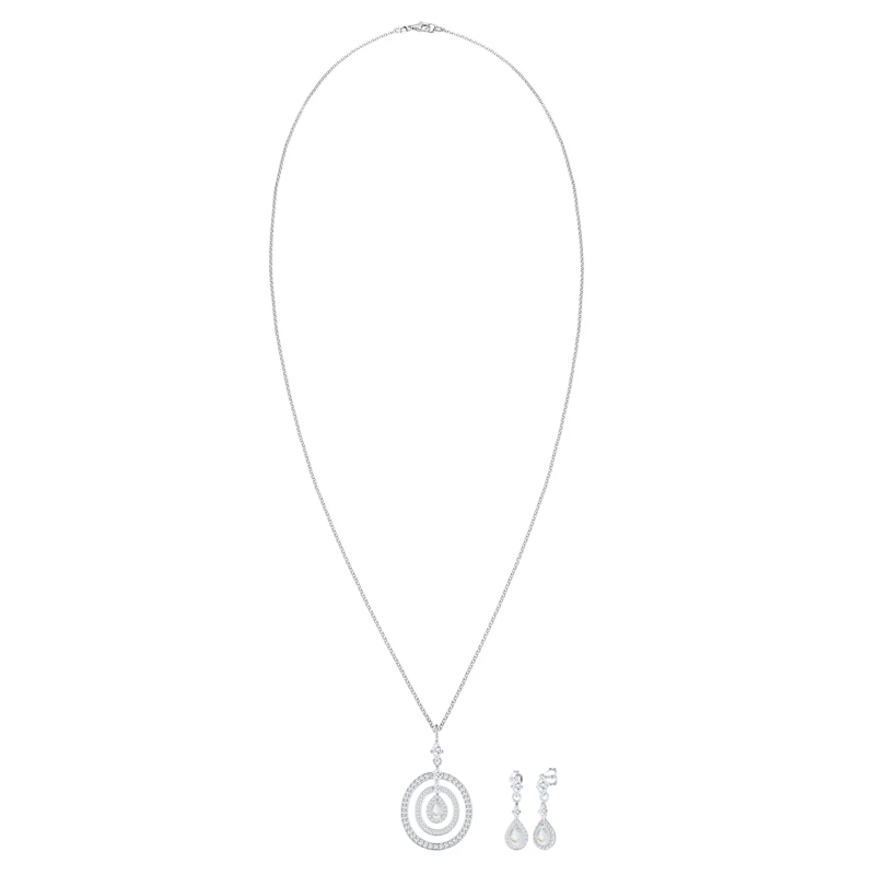 Elli Mittellange Halskette Schmuckset Kreis Geo Marquise Zirkonia Mondstein 9 silber(Image 3)