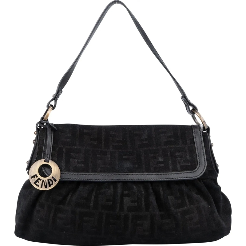 Fendi Schultertasche Fendi FF Suede Monogram Zucca Handbag mehrfarbig