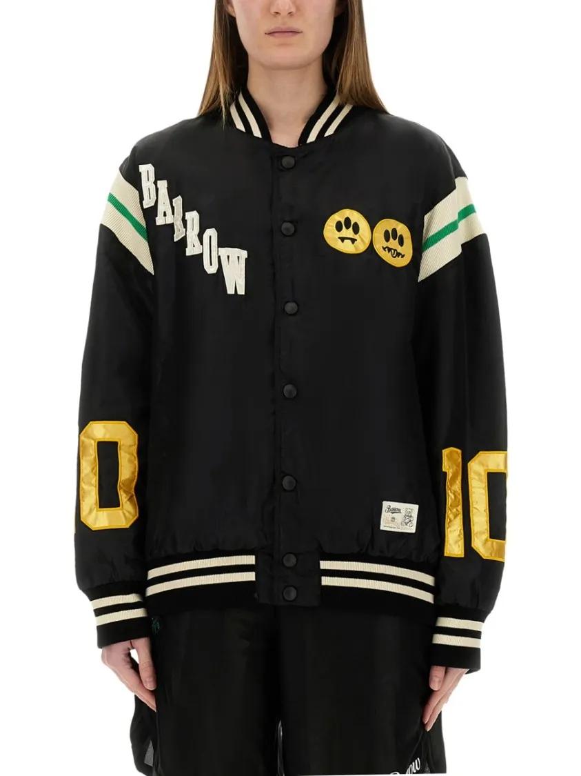 Thumbnail - Barrow - Relaxed Fit Black Satin Bomber Jacket - Größe S - black