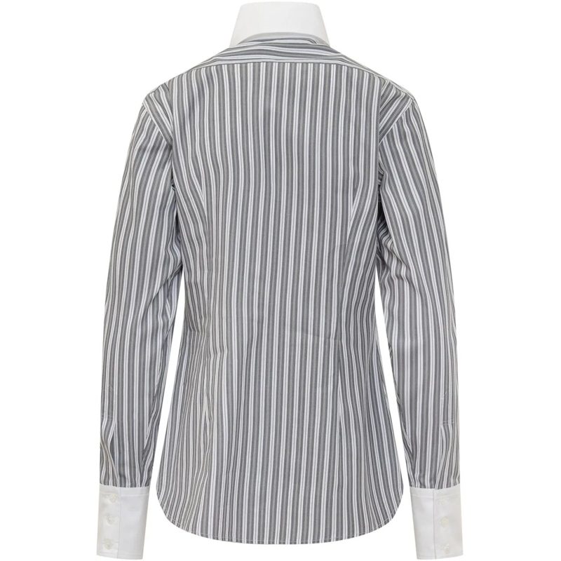 Stella McCartney Bluse Camicia a Righe con Colletto a Contrasto grau(Image 2)