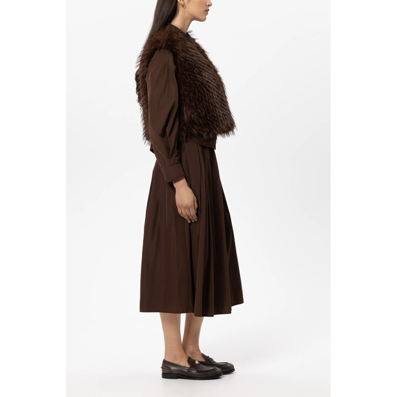 Luisa Cerano Vest Boho-Weste in Fell-Optik marone(Image 3)