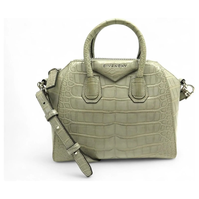 Givenchy Minitasche GIVENCHY ANTIGONA MINI HANDTASCHE AUS GRAUEM KROKO grau
