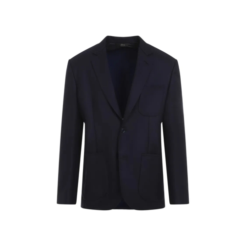 Brioni Blazer Navy-Blue Sapphire Wool Ds Jacket Blue