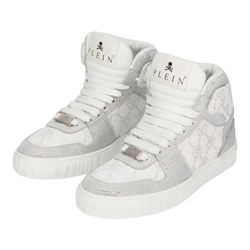 Philipp Plein Low-Top-Sneaker Hi-Top Sneakers Monogram Embellished weiss