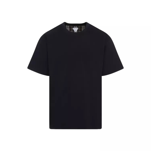 Bottega Veneta Navy-Blue Cotton Check T-Shirt Black 