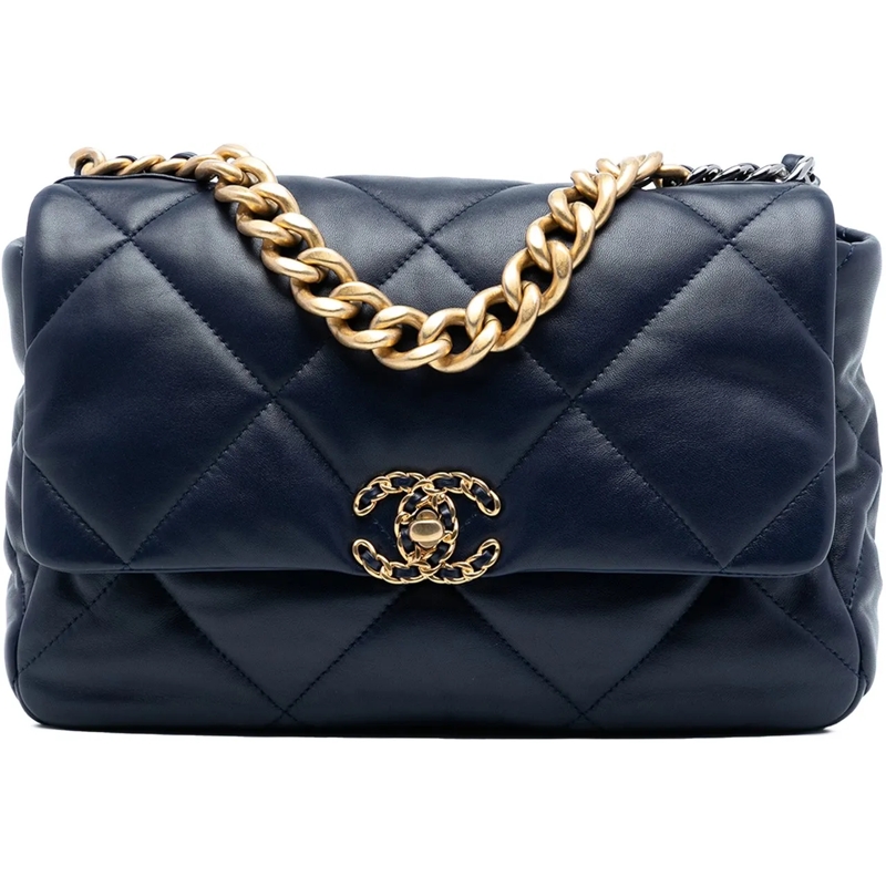 Chanel Schultertasche Large Lambskin 19 Flap blau