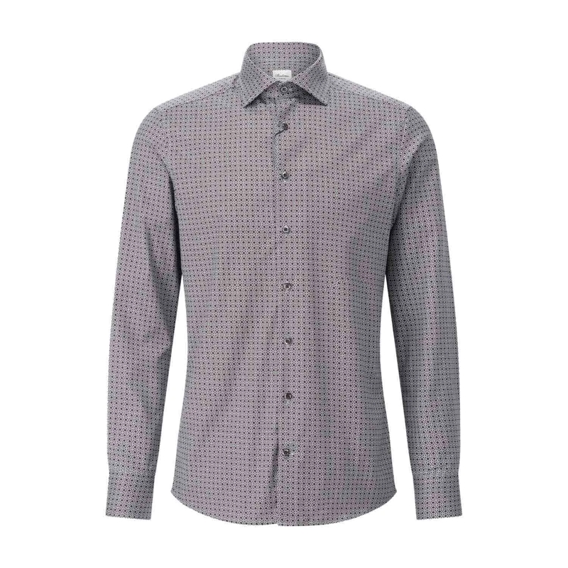 STENSTRÖMS Overhemd Slim-Fit Twillhemd mit Muster Rot