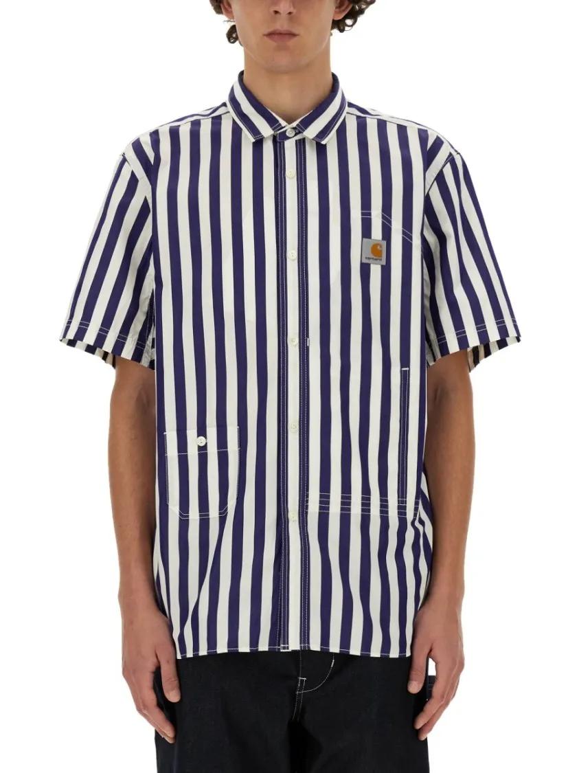 Thumbnail - Junya Watanabe - Short-Sleeved Vertical Stripe Shirt - Größe S - schwarz